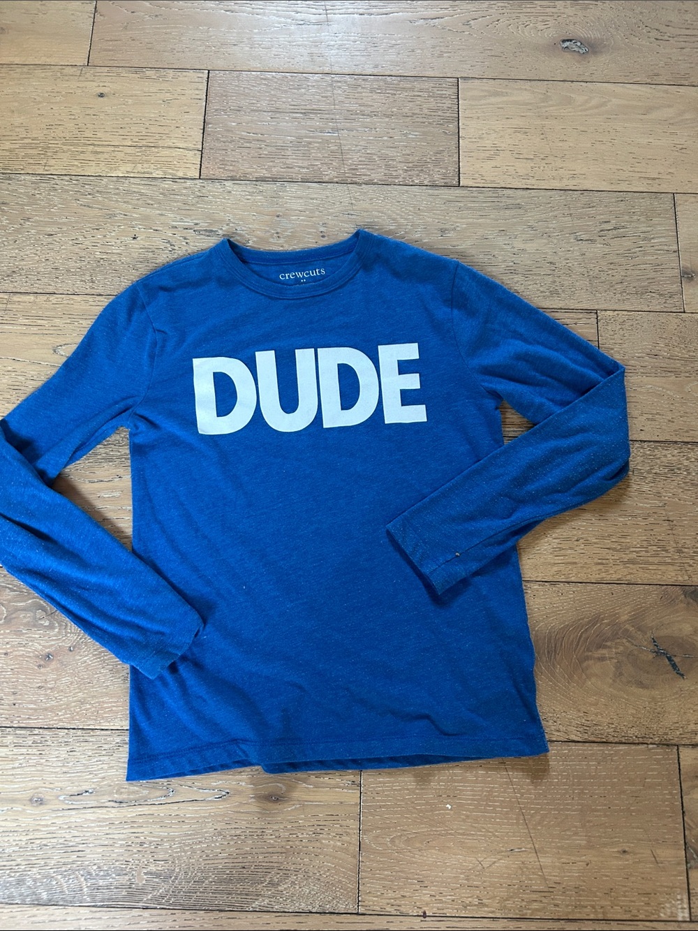 Crewcuts Royal Blue Long Sleeve Tee with White DUDE Graphic